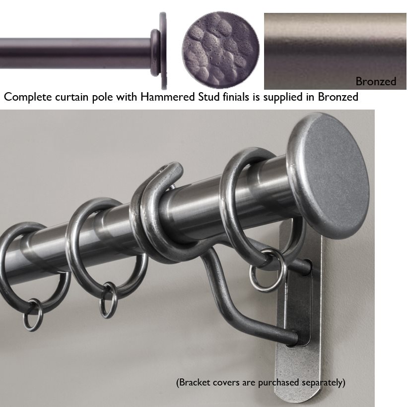 Bradley 19mm Steel Curtain Pole Bronzed, Hammered Stud 
