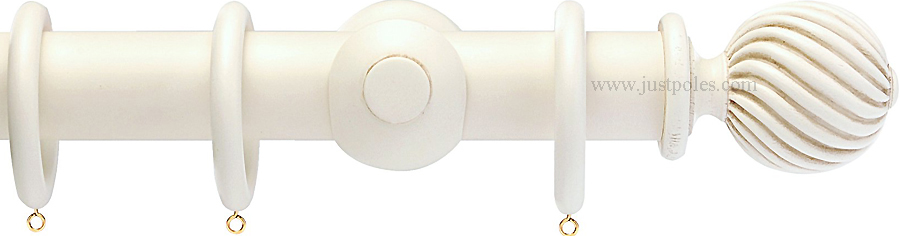 Opus 35mm Wood Curtain Pole Antique Ivory, Twisted