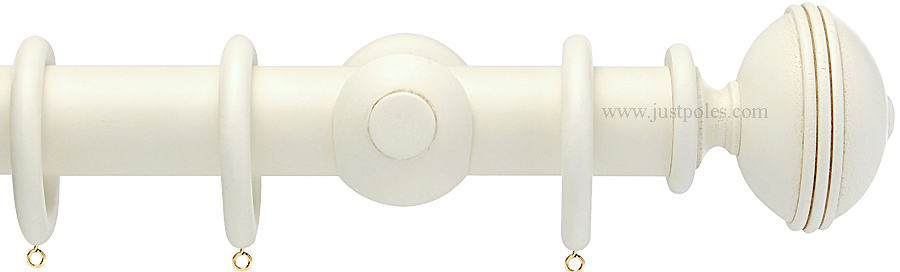Opus 35mm Wood Curtain Pole Antique Ivory, Ribbed