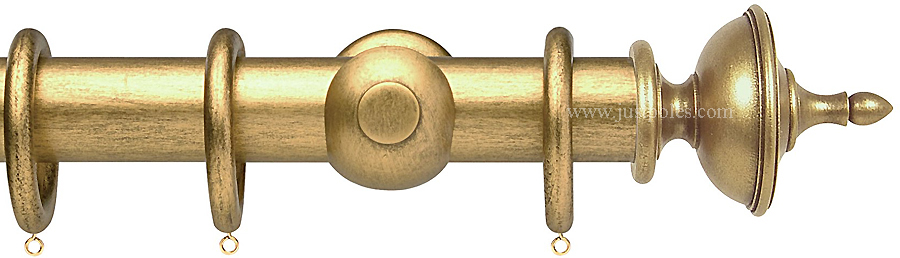 Opus 35mm Wood Curtain Pole Antique Gold, Urn
