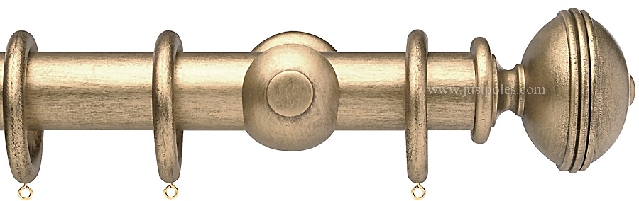 Opus 35mm Wood Curtain Pole Pale Gold, Ribbed