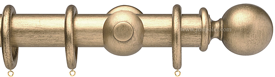Opus 35mm Wood Curtain Pole Pale Gold, Ball