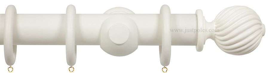 Opus 35mm Wood Curtain Pole Chalk White, Twisted