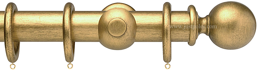 Opus 48mm Wood Curtain Pole Antique Gold, Ball