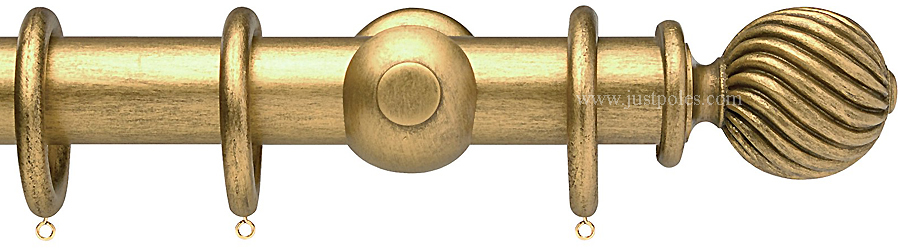 Opus 48mm Wood Curtain Pole Antique Gold, Twisted