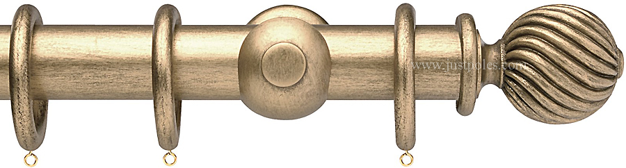 Opus 48mm Wood Curtain Pole Pale Gold, Twisted