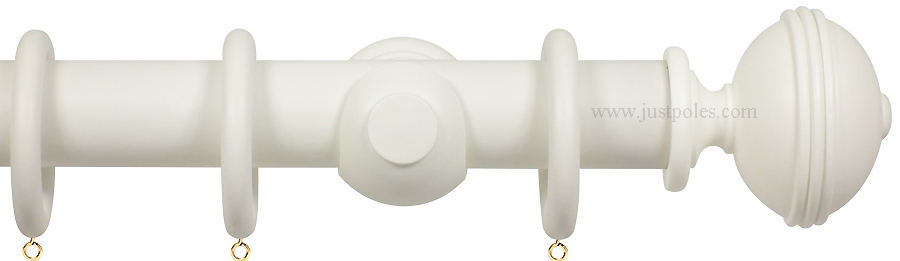 Opus 48mm Wood Curtain Pole Chalk White, Ribbed