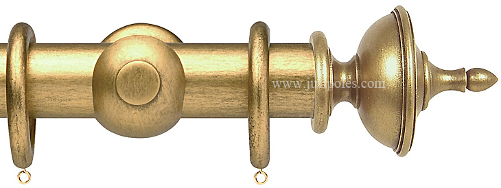 Opus 63mm Wood Curtain Pole Antique Gold, Urn