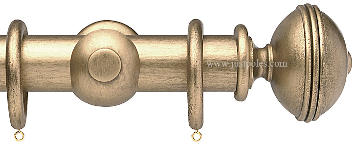 Opus 63mm Wood Curtain Pole Pale Gold, Ribbed