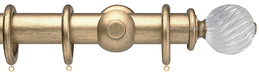 Opus Aria 35mm & 48mm Curtain Pole Pale Gold, Acrylic Twisted