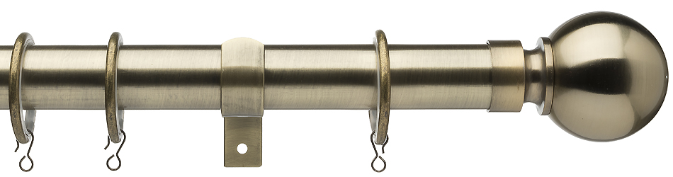 Universal 28mm Metal Curtain Pole Antique Brass Ball