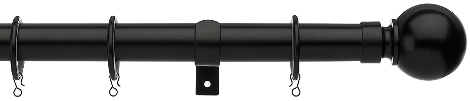 Universal 28mm Metal Curtain Pole Black Ball