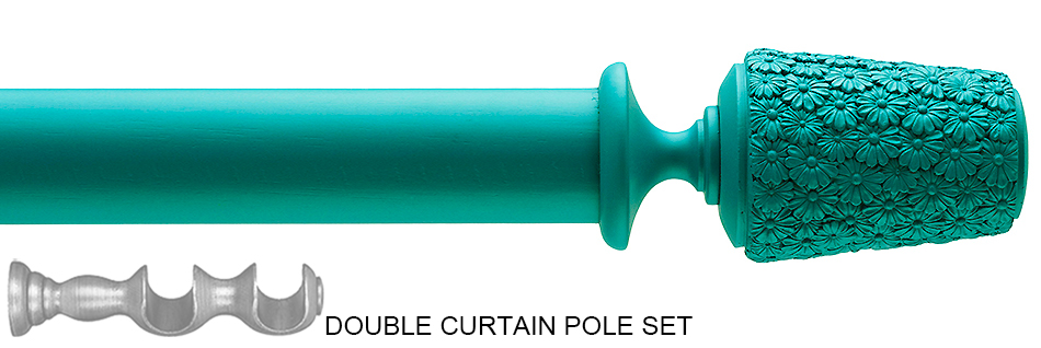 Byron Floral Neon 35mm Double Pole Turquoise Daisy