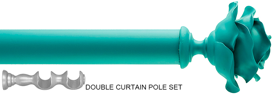 Byron Floral Neon 35mm 55mm Double Pole Turquoise Rose