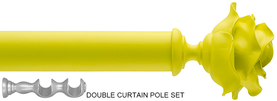 Byron Floral Neon 35mm 55mm Double Pole Lime Green Rose