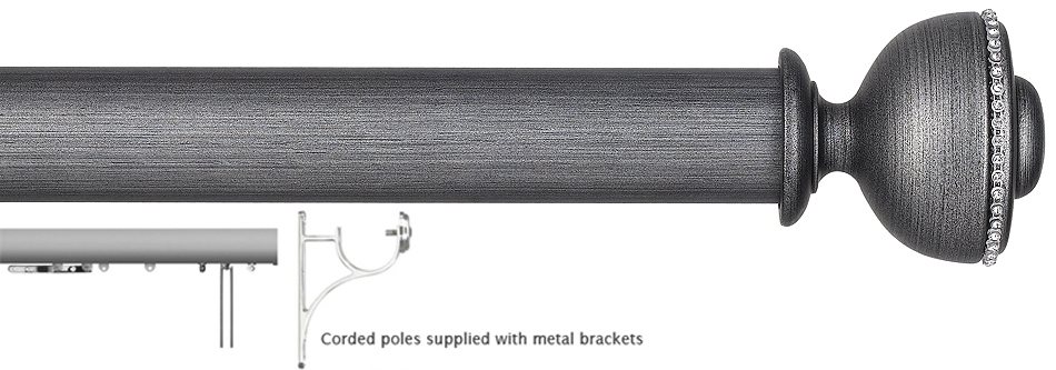 Byron Tiara 45mm Corded Pole Satin Silver Black, Decor Coco